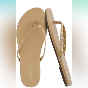 New In Box Women's Tan Studded Sandals